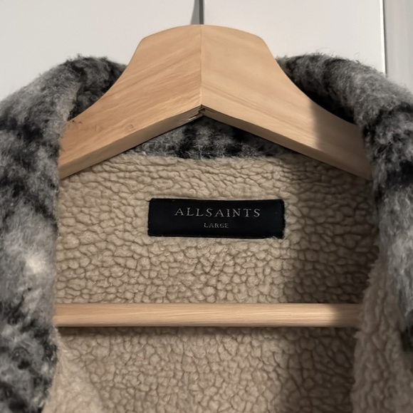 All Saints Anvik Jacket Overshirt Grey Checked Large - Picture 5 of 6